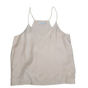 frnch v neck spaghetti strap crop tank top size small cream silky feel